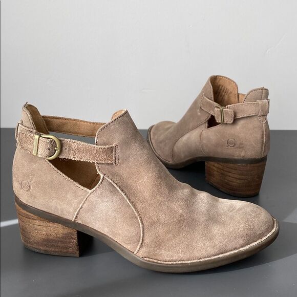 Born Women’s Tan Suede Buckle Heeled Boots Bootie Sz 8 Boho Chic Western Cottage main image 7